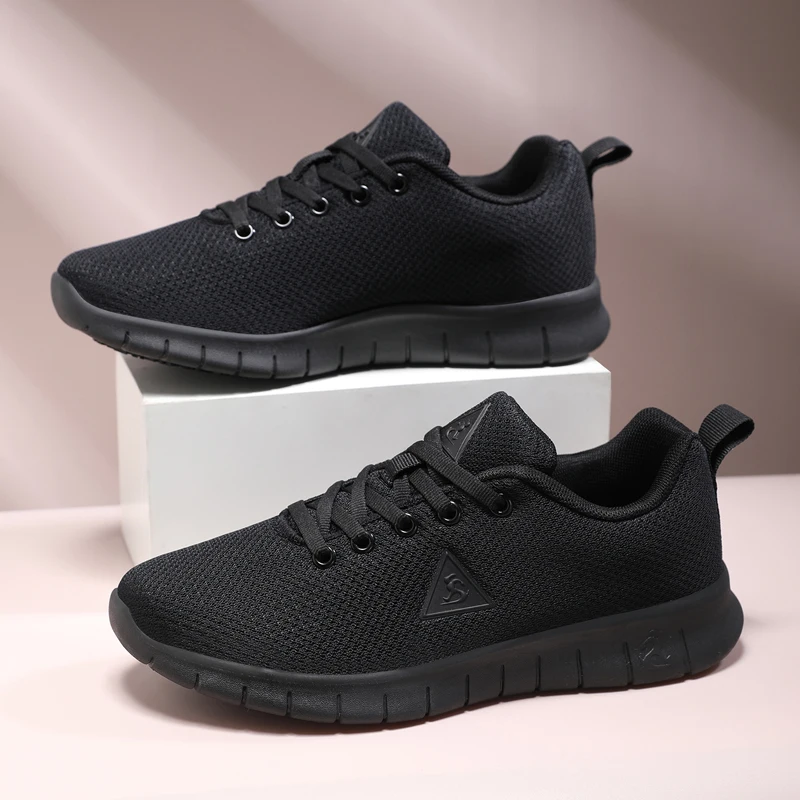 Couple's Style Sports Casual Shoes, Pure Black, Simple Mesh, Breathable, Daily Commuting Shoes for Men and Women