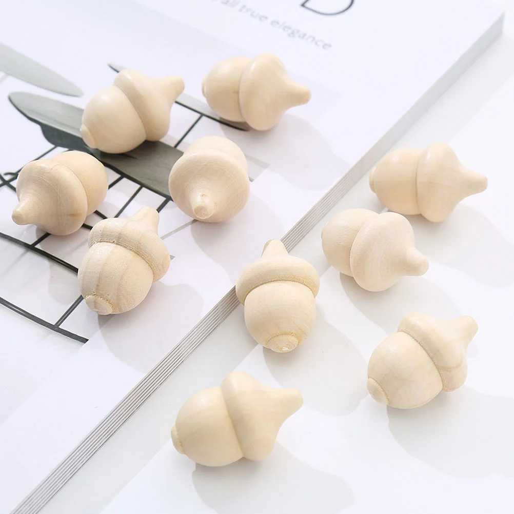 

30 Pcs Woody Acorn Unfinished Wooden Toys for DIY Model Blank Ornaments Mini Crafts