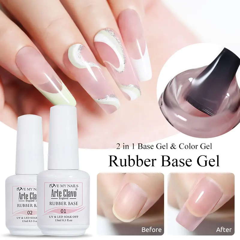 Arte Clavo Farbe Gummi Basis Mantel Nagel Gel Polnisch 15ml Semi Permanent Pastell Lack Gelee Rosa Weiß Französisch Nagel gellack