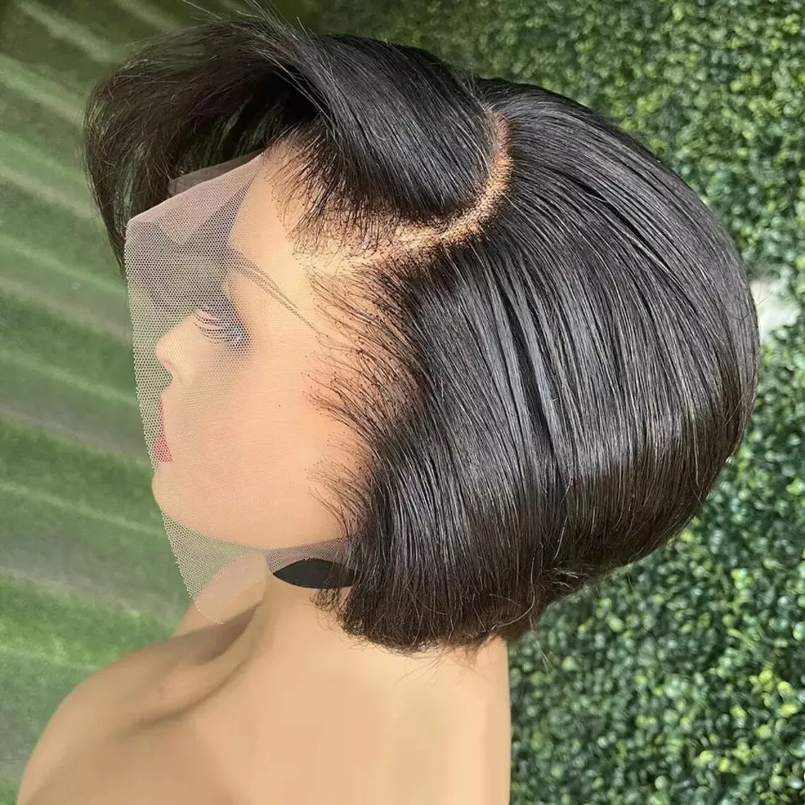 

Straight Short Pixie Cut Wigs Human Hair 13x4 Transparent T Part Lace Front Wigs Brazilian 180% Density Human Hair For Women