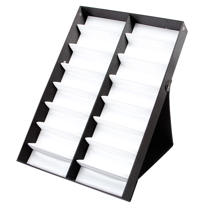 

NEW-Glasses Display Case 16 Pairs Storage Box With Foldable Lid For Sunglasses Glasses Box