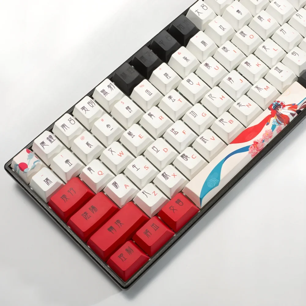 128-key Cherry Keycap Set PBT Myth Retro Letter Keyboard Skin for 60/64/84/98/108 Gaming Mechanical Keyboard MX Switch