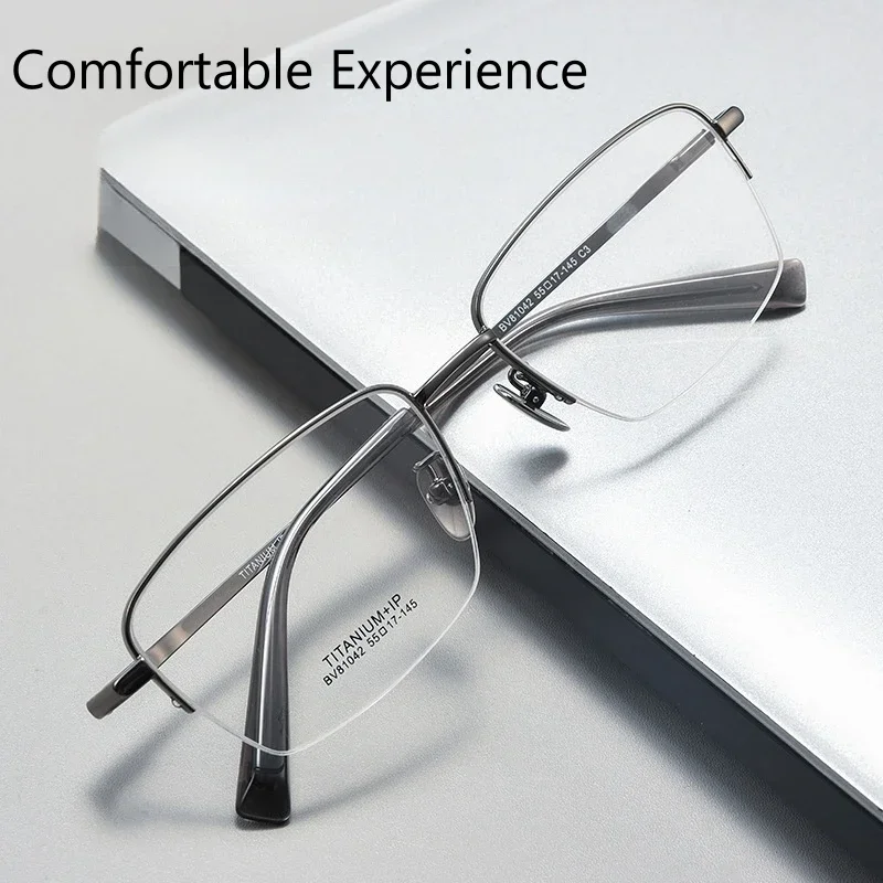 

Men's Business Optical Prescription Eyeglasses for Myopia Hyperopia Pure Titanium Ultra-light Half-frame BW81042F