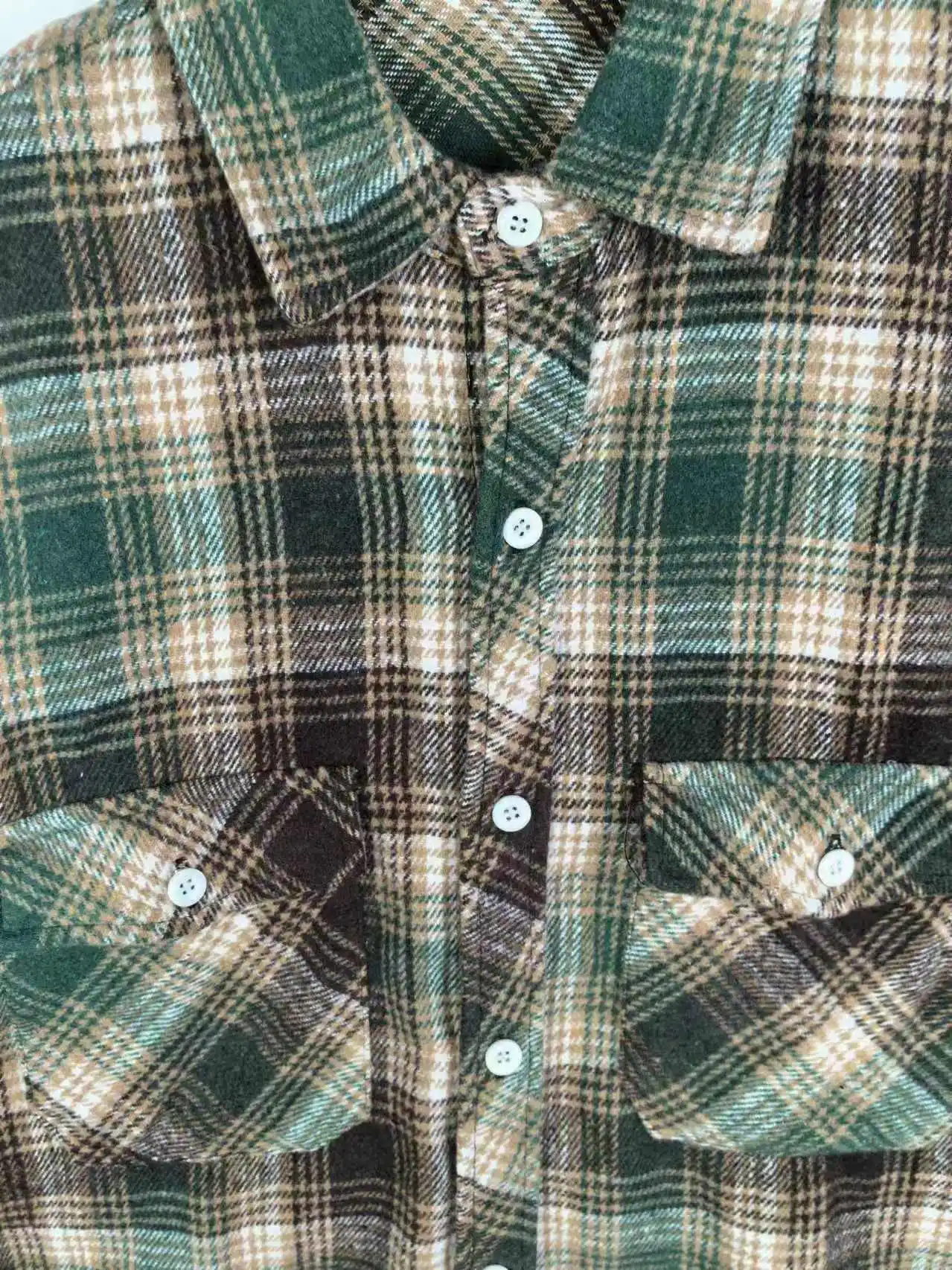 Autumn  Retro Tooling Plaid Shirt Men's Fashion Frosted Flannel Pure Cotton Washed Old Pocket Long Sleeve Casual Blouses