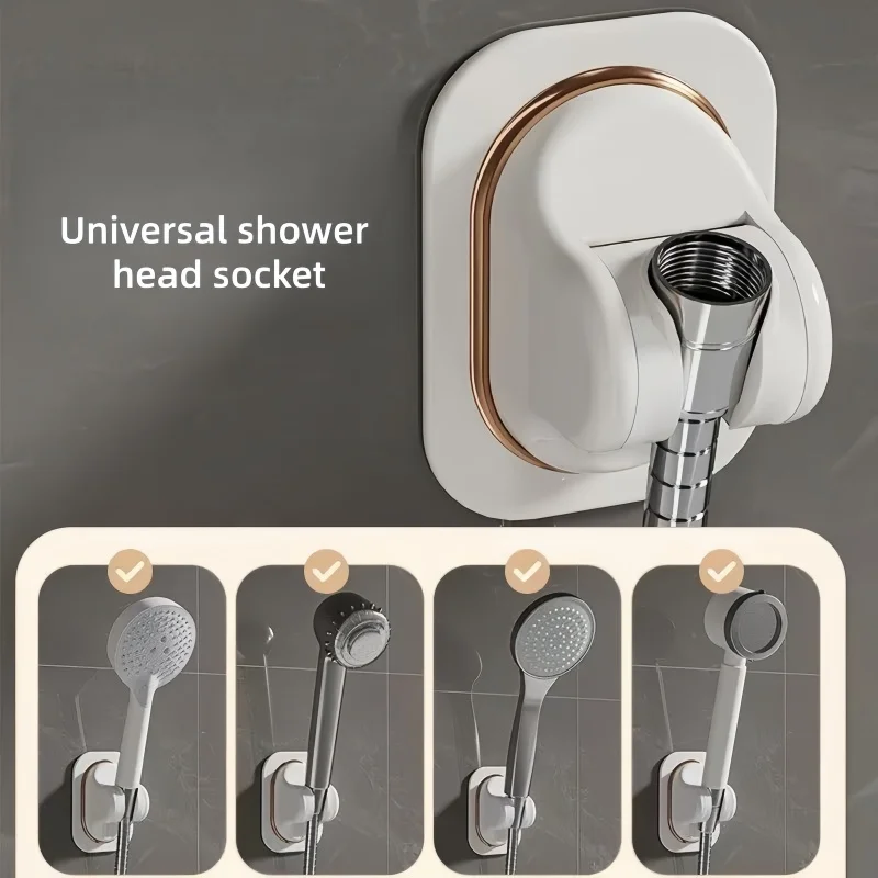 Shower head holder, minimalist luxury style, self-adhesive and drill-free, made of ABS material, multi-directional adjustable.