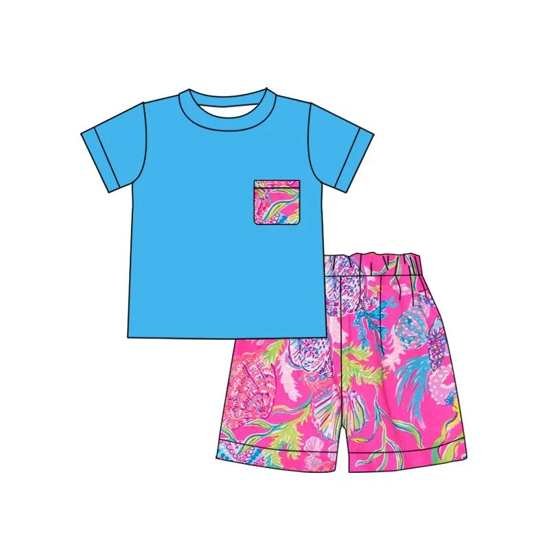 Wholesale Baby Boy Summer Sets Short Sleeve T-Shirt Toddler Kids Graffiti Shorts Boutique Children's Clothing