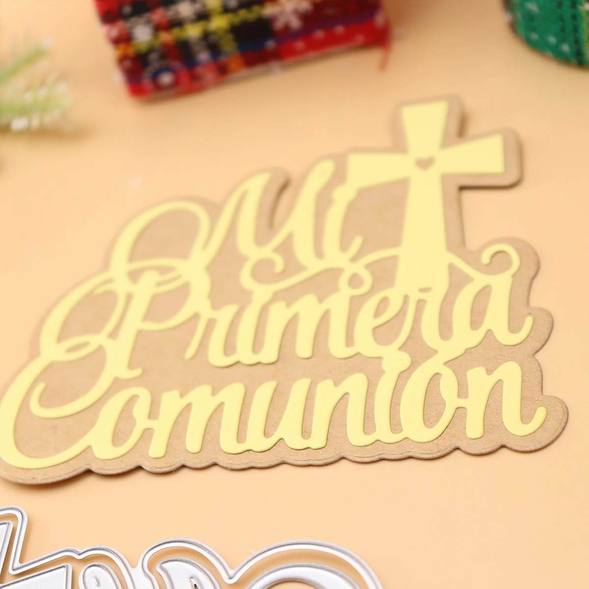 Cross Spanish Primera Comunion Letters Dies Scrapbooking DIY Greeting Card Blade Punch Stencils Craft Christmas Decorations