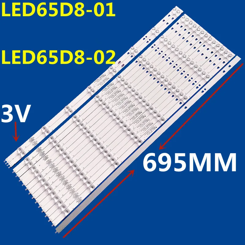 

16PCS LED Backlight Strip LED65D8-01(A) LED65D8-02(A) PN:30365008202 LQ65H31 LQ65H31G LED65Q6500U LSC650FN05