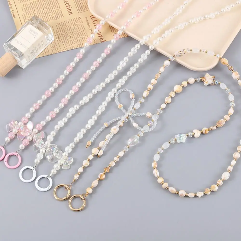 

Flower Beads Crossbody Phone Strap Bag Chain Bowknot Mobile Phone Lanyard Hanging Rope Long Phone Neck Straps Phone Case Hanging