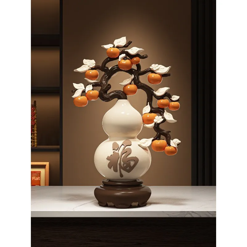 Persimmon Ruyi Ornament Vase Persimmon Fortune High-end Wine Cabinet Entrance Decoration Housewarming New Home Gift High