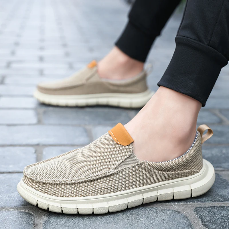 Men's wear resistant breathable canvas shoes flat walking leisure canvas fashion sports loafer men's shoes 39-47