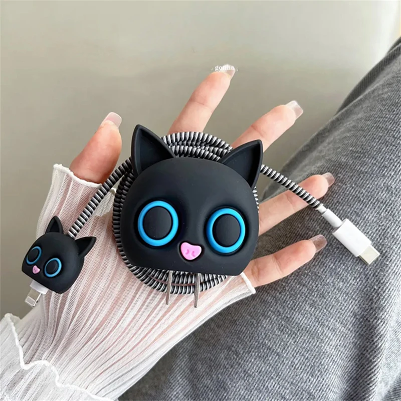 New Cute Cat Soft Silicone Charger Protective Case For IPhone 11 12 13 14 18W-20W Fast Charge Protection Charger Cover Sleeve