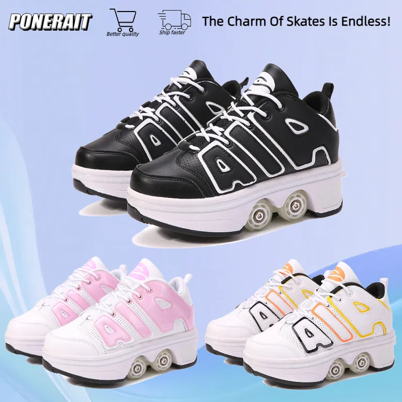 

Fashionable Adult Skates 4 Wheel Double Row Student Professional Boys And Girls Adjustable Skates Outdoor Wheeled Sports Shoes