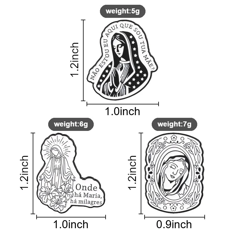 Nossa Senhora, die Jungfrau Maria, portugiesischer Slogan, Emaille-Abzeichen, religiöse Porträts, Anstecknadeln, Glaubens- und Anbetungs-Broschen, Reversnadel-Set, Geschenk – Detail 1