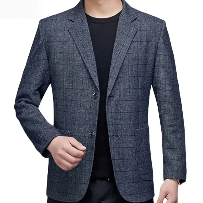 

Мужской спортивный костюм в клетку по индивидуальному заказу, деловая приталенная куртка на двух пуговицах, повседневная официальная одежда для нескольких случаев