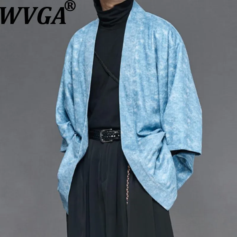 

WVGA Spring Autumn New Man Tie-Dye Trendy Yamamoto Three Quarter Sleeve Cardigan Coat Niche Chic Casual Collarless Jacket W14275