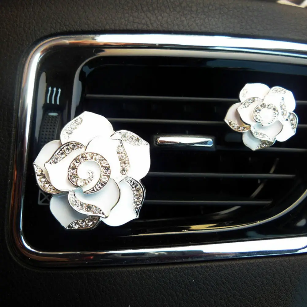One Pair Car Air Vent Decoration Rhinestone Encrusted Fragrance Balm Holder Auto Interior Decor Air Freshener Clip