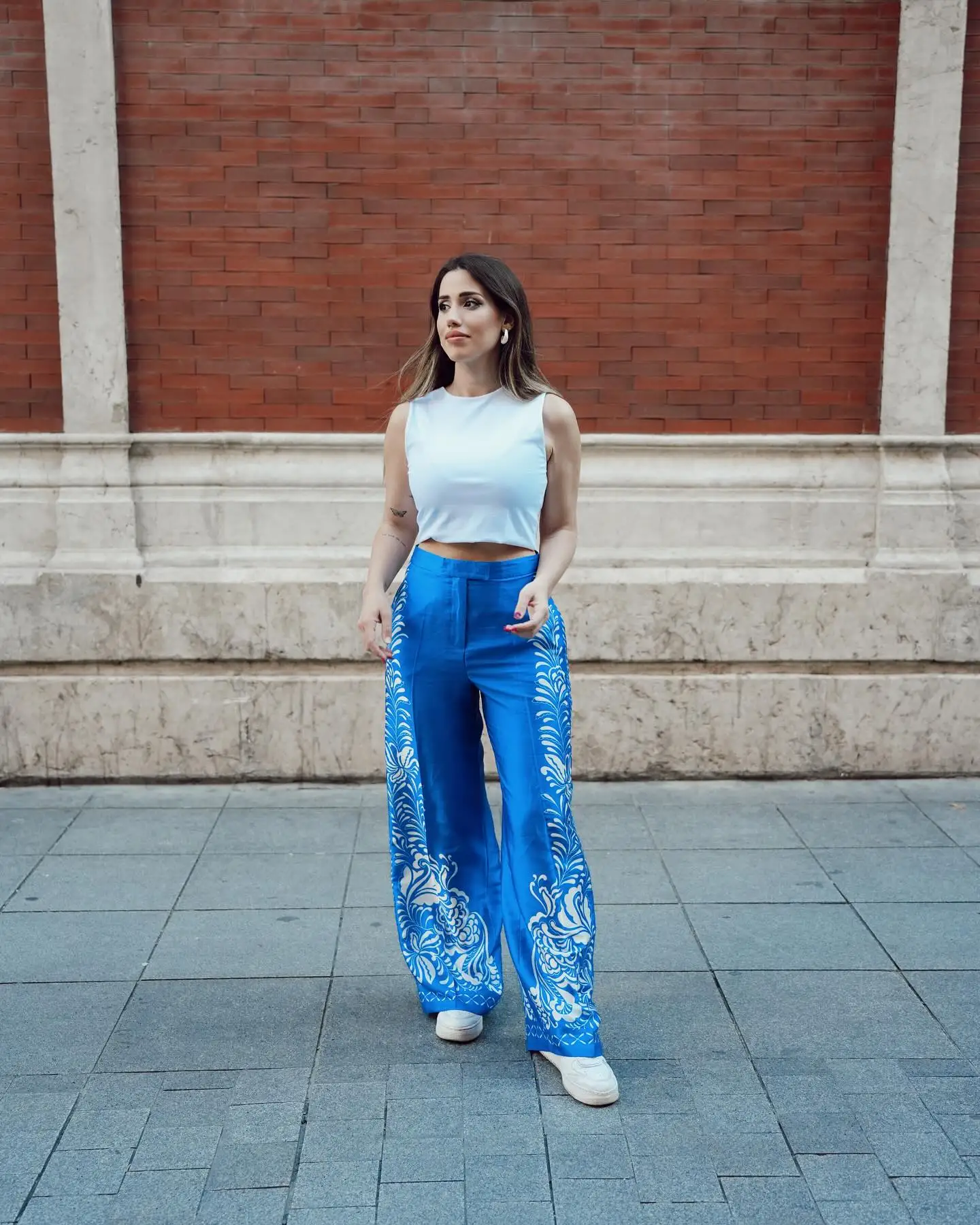 2024 Women Trouser Suits Chic Floral Print Lapel Long Sleeves Shirt Top + Vintage Loose Woman Straight Wide Leg Long Pant