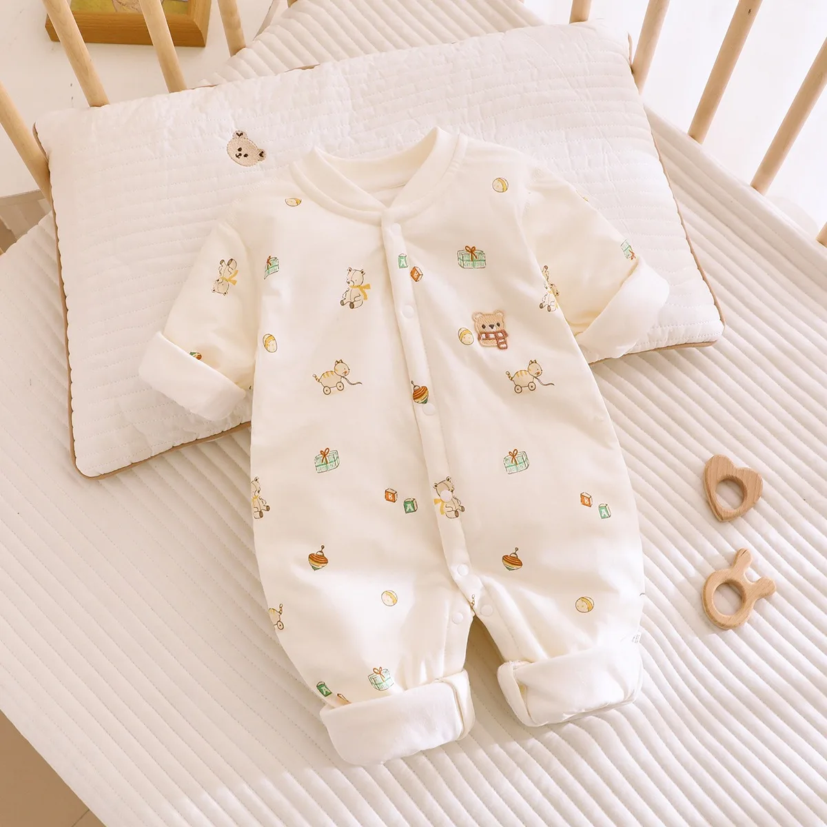 

Теплый комбинезон на осень-зиму для новорожденных мальчиков и девочек, одежда для младенцев, милый комбинезон из чистого хлопка для детей 0-18 месяцев, повседневный комбинезон для малышей на открытом воздухе Babygro