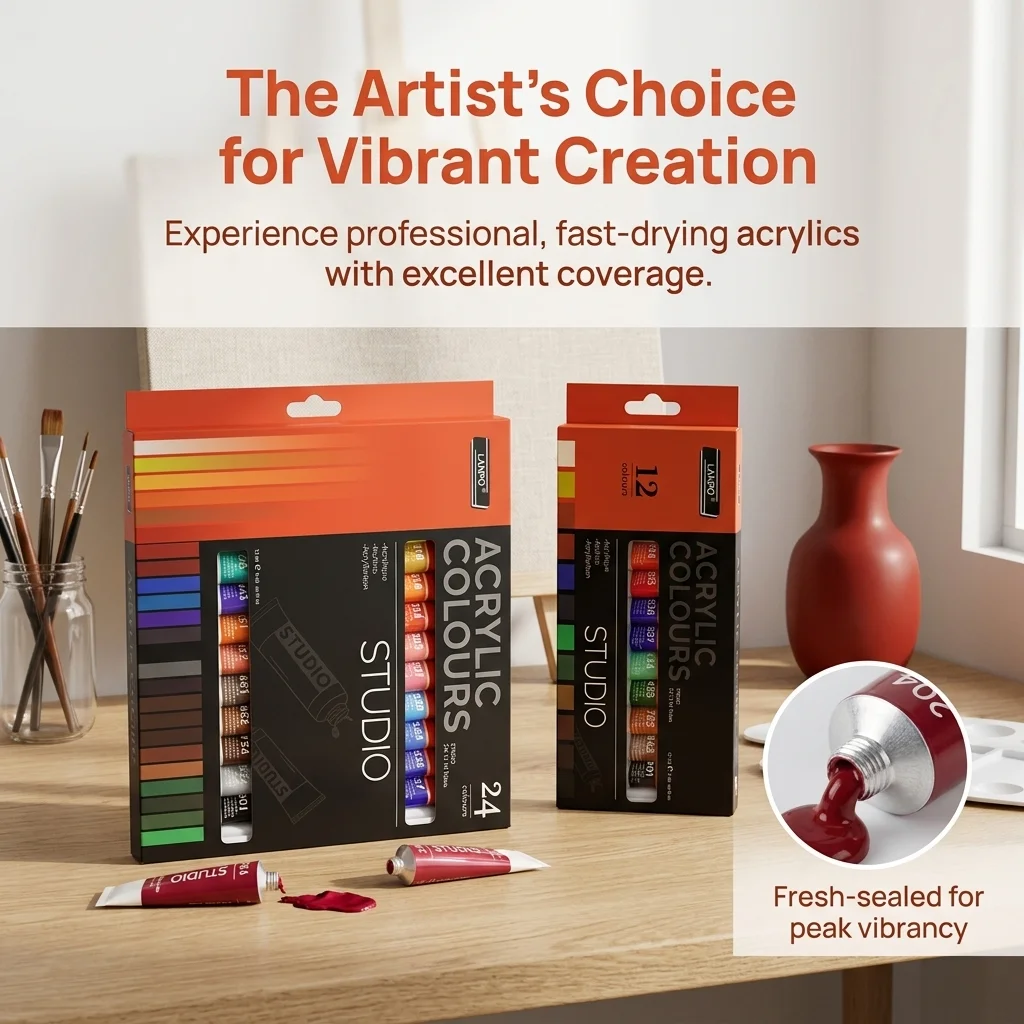 12/24 Colors Acrylic Paint Set, Art Supplies for Wall Painting & Plaster Doll, Multi-Surface DIY Craft Kit for Beginners