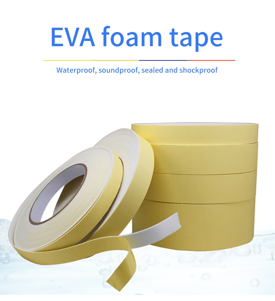 EVA White Sponge Single-Sided Foam Tape Thickness 1mm 2mm 3mm Shockproof and Anti-Collision Sealing Strip Length 5 Meters
