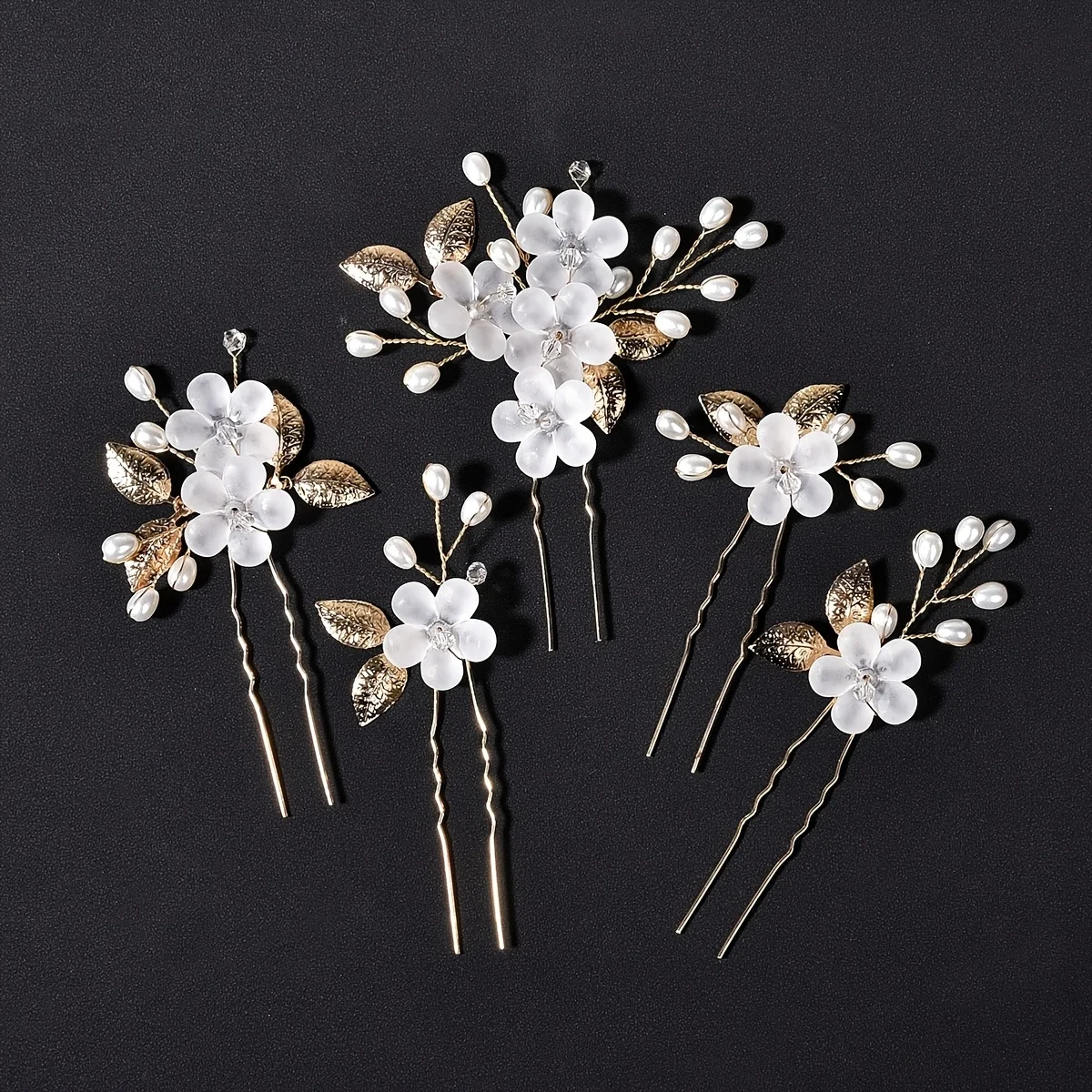

Handmade Fashion Pearl Leaf Hairpin Crystal Flower Hair Cilp Bridal Wedding Hair Accessories Jewelry Hairpin