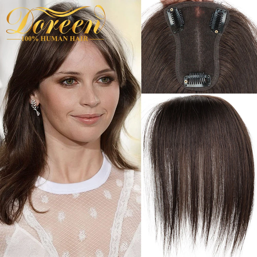 Doreen 8*11CM T-Part Lace Hair Topper for Women Remy Natural Human Hair Topper with Clips 10 