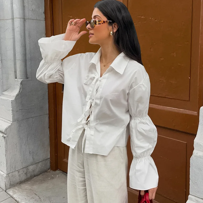 Frauen Kleidung einfarbig Persönlichkeit Design Sinn Blase Ärmel Freizeit hemd Frühling Sommer neue Mädchen Mode Freizeit hemd