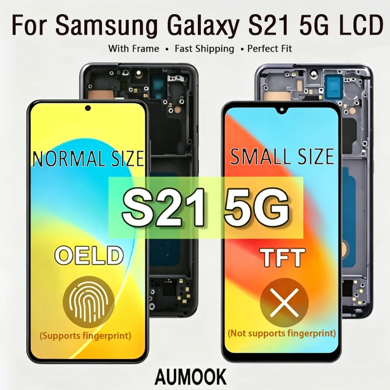 S21 5G Display Touch Screen For Samsung Galaxy G991B AMOLED Digitizer WithFrame Fingerphone Full Screen Repair Replacement Parts