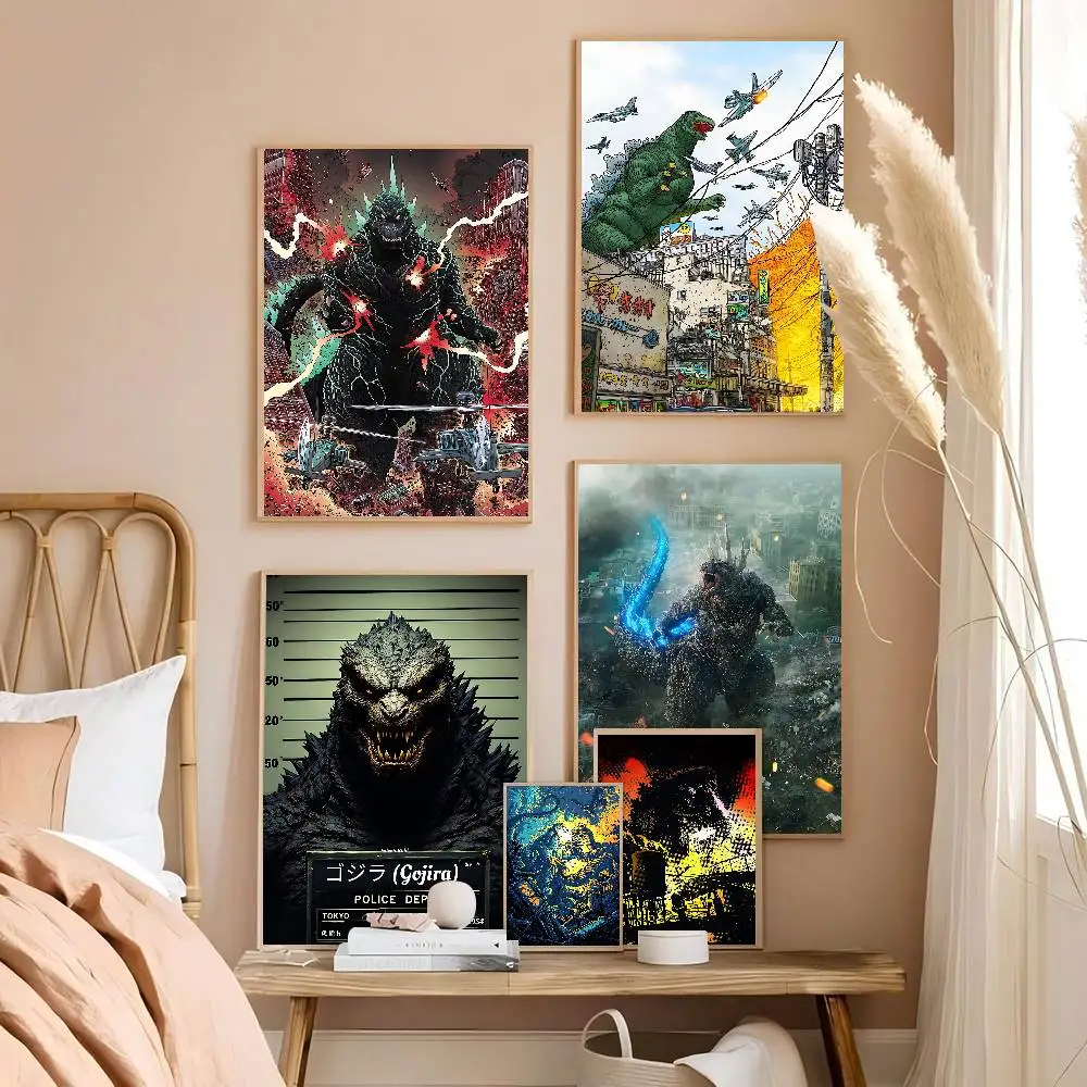 G-GoDZilla Self-adhesive Art Poster Retro Kraft Paper Sticker DIY Room Bar Cafe Stickers Wall Painting view 2
