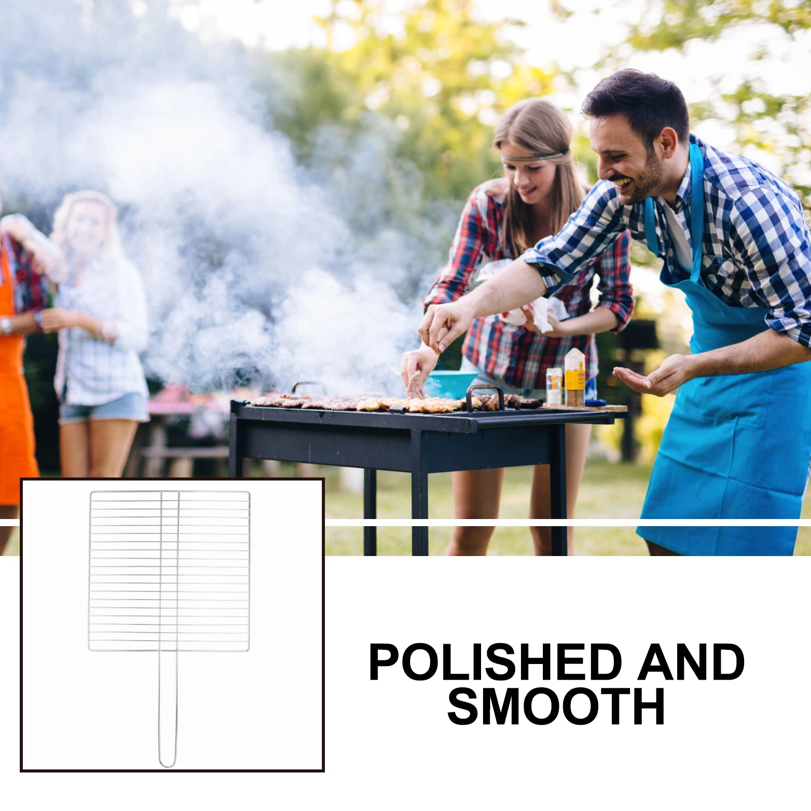 

Thickened Steel Wire Fish Grill Rack Mesh Heavy Duty Handle Metal Net For Outdoor Bbq Camping Cooking Accessories Even