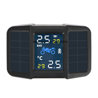 Temperature Monitoring Alarm System USB Solar Charging Motor Tire Pressure Tyre Motorcycle TPMS With 2 External Sensors