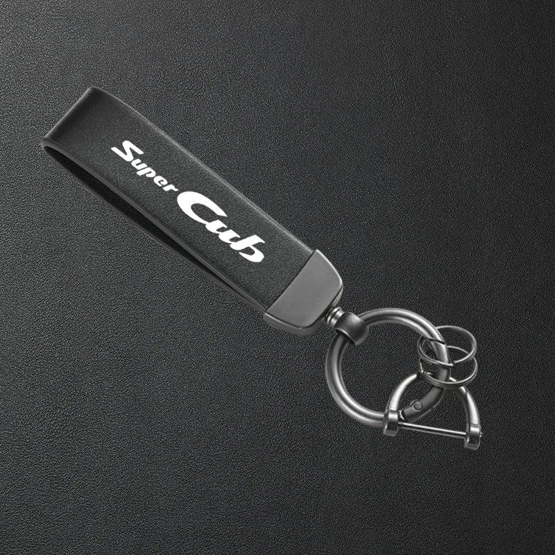 For Honda Super CUB C70 90 110 C125 Motorcycle High-Grade Leather Keychain Metal Keyring Accessories