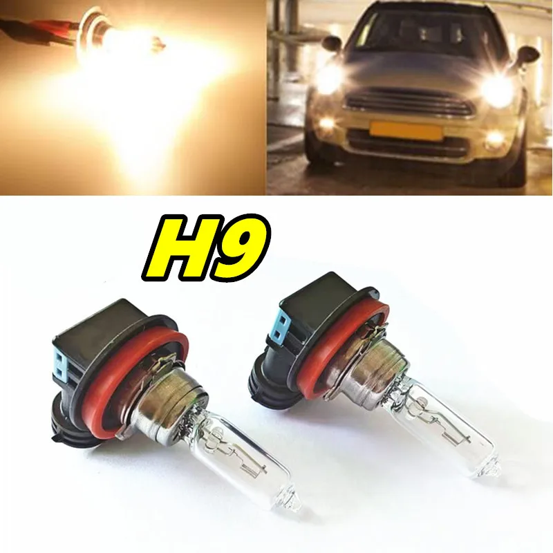 2pcs H9 Clear Quartz Halogen Light 12V 65W Car Bulbs High Beam Headlight Bulb 2300K Quality Headlight Lamp