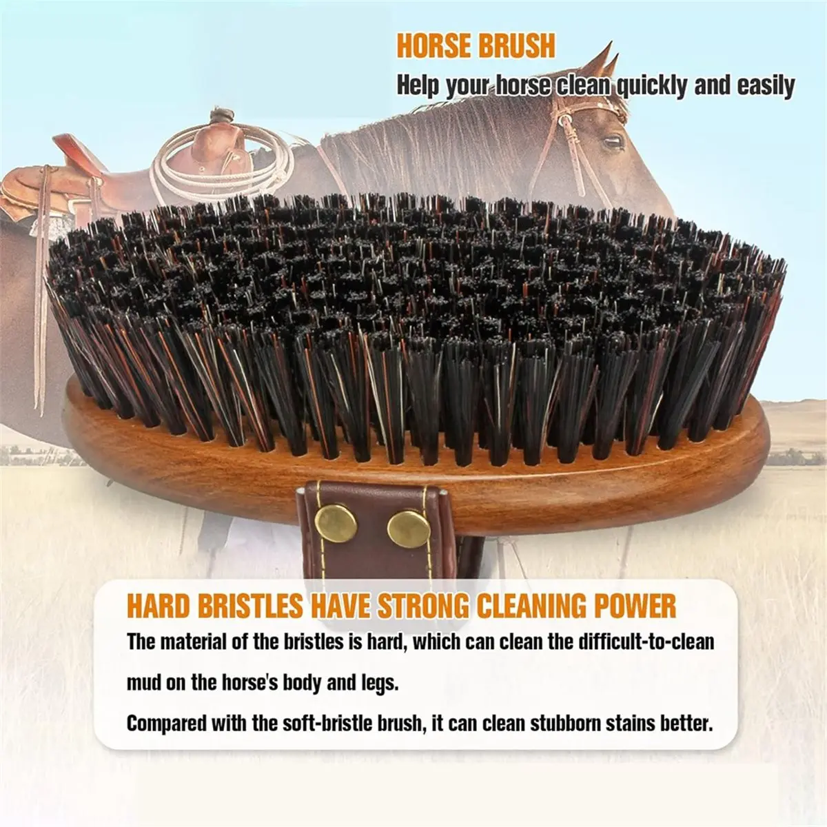 Equine Stiff Body Horse Brush. Equine Grooming Tools. Effortlessly Removes Mud, Sweat and Dirt From Your Horses Hair.