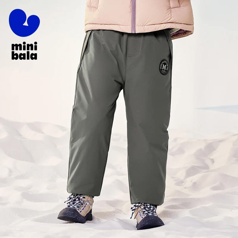 

Mini Bala Kids Down Pants Winter Windproof Waterproof Knee Padding Thermal Trousers