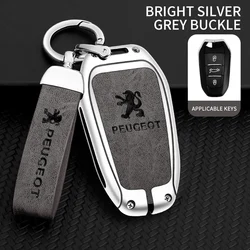 Zine Alloy Leather Car Smart Key Case Shell Cover Protector Fob For Peugeot 308 408 508 2008 3008 4008 5008 Keychain Accessories