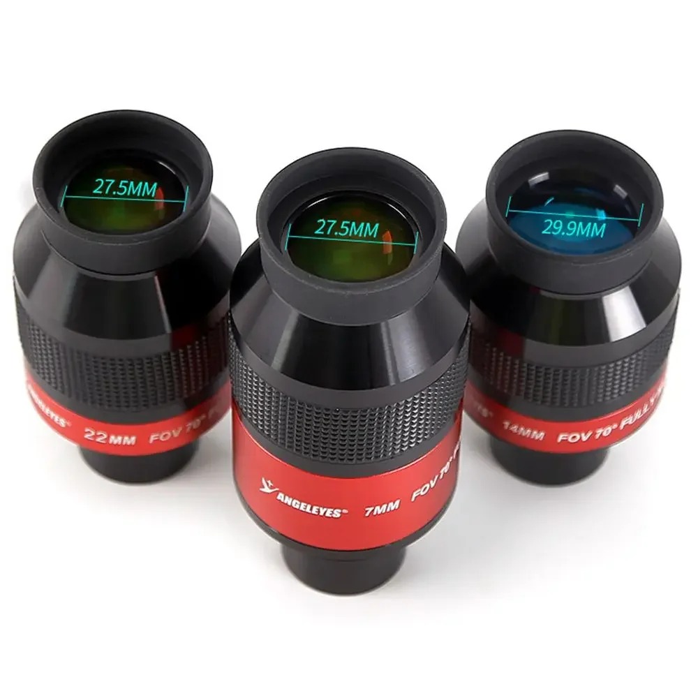 1.25 Inch 70 Degree Ultra Wide Angle Flat‑Field Parfocal Telescope Eyepiece, 7mm 14mm 22mm FMC All‑Metal Astronomical Accessory