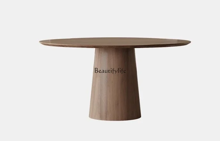 

35Wabi Sandy Wind Solid Wood Dining Table Round Rotating Home Designer Modern Simple Round Restaurant with Turntable