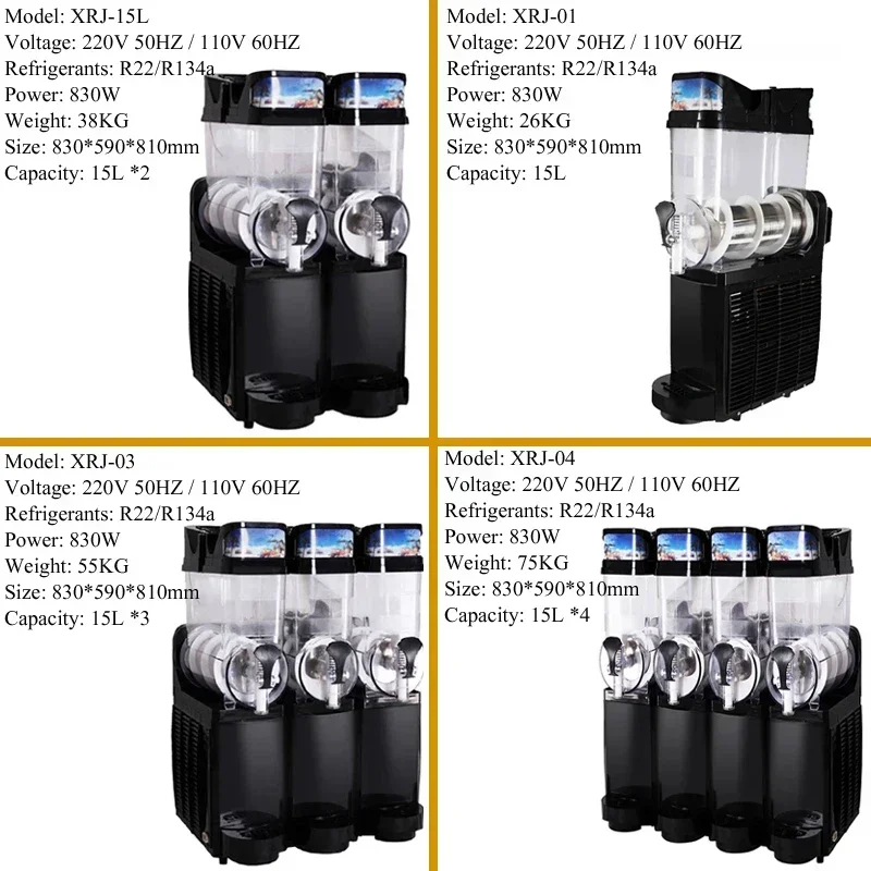 15L Singel Tank Slush Ice Machine Ice Cream Snow Smoothie Beverage Granita Maker Stainless Steel for Business Commercial