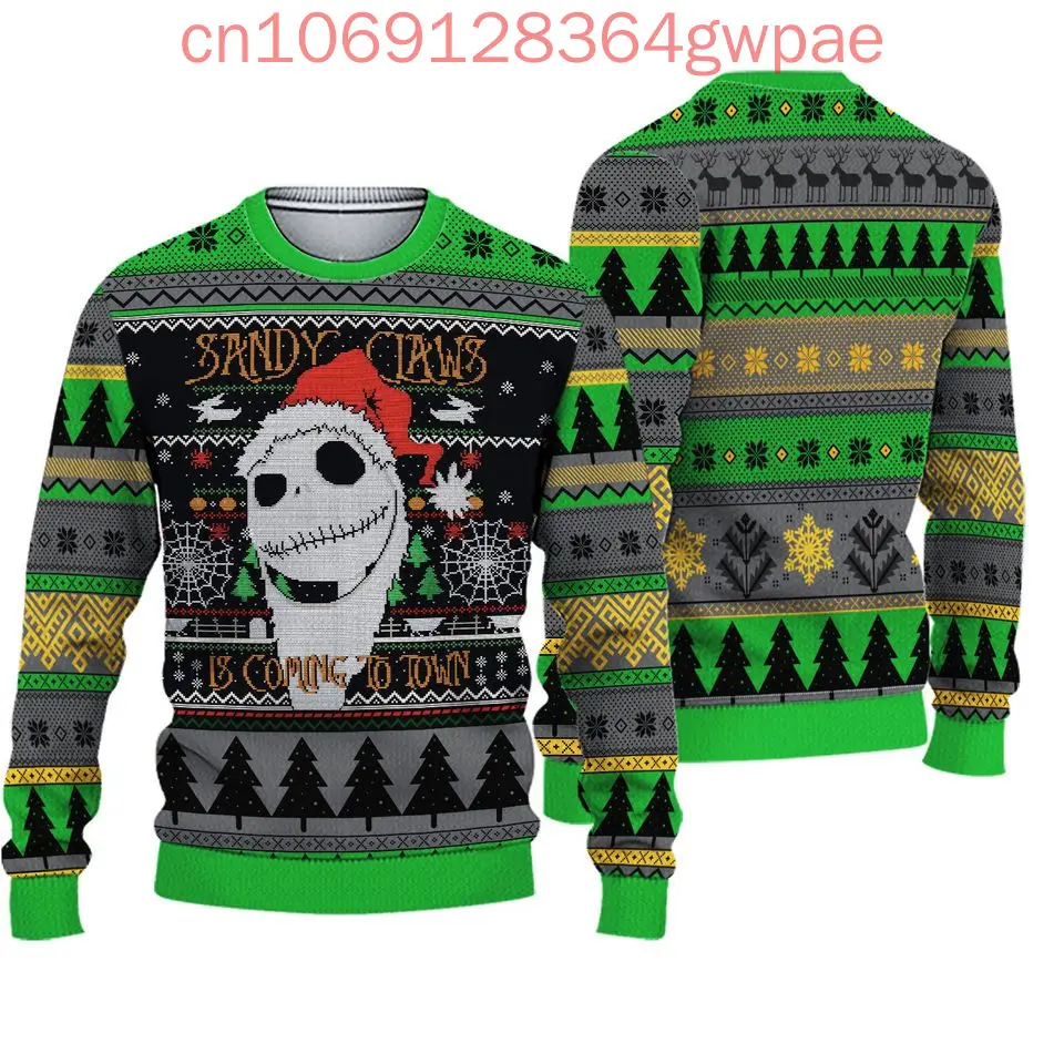 Jack Skellington Christmas Sweater Men's Women's 3d Print Ugly Sweater Disney Casual Cartoon Sweatshirt Christmas Sweater