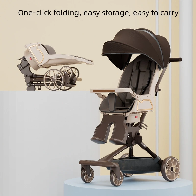 Baby stroller Lightweight shock absorbent folding can sit and lie two-way high view stroller baby car