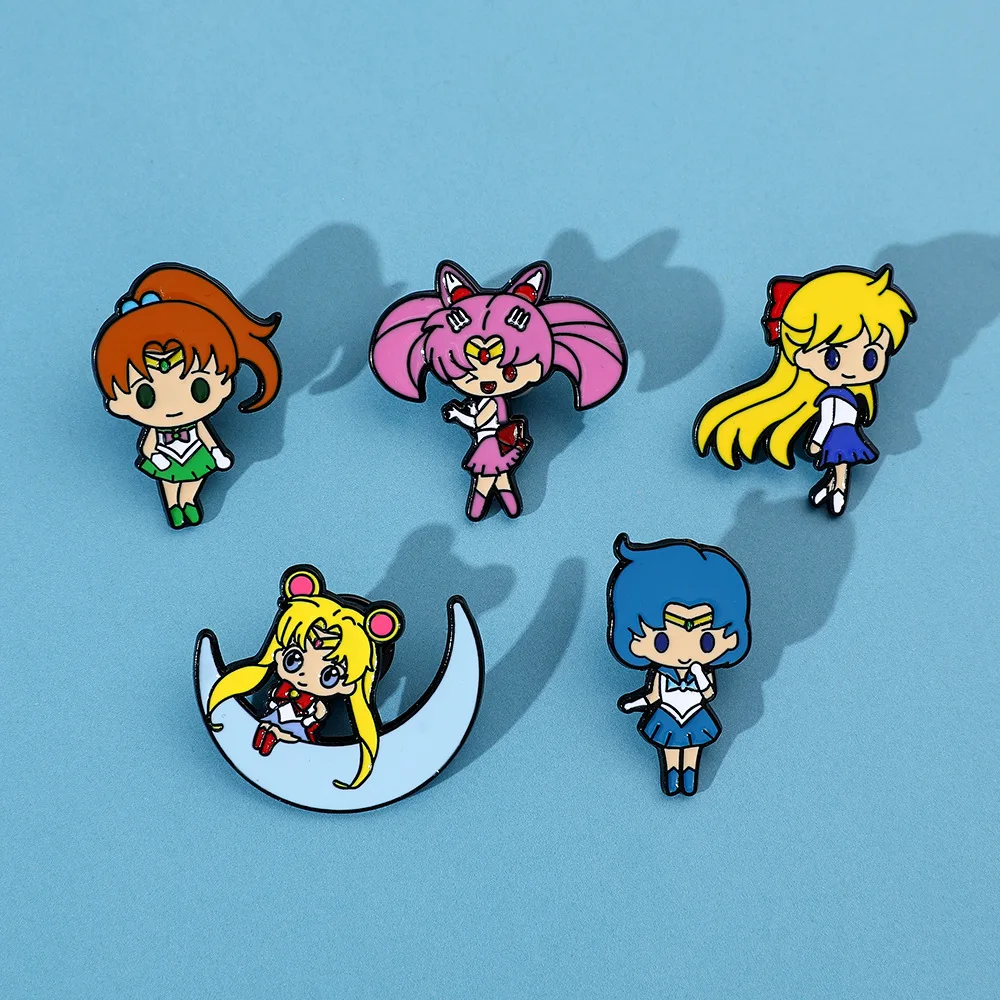 Sailor Moon Cartoon Brooch Anime Figure Enamel Pins Clothes Accessories Badge Backpack Pin Jewelry Decoration Children Gifts