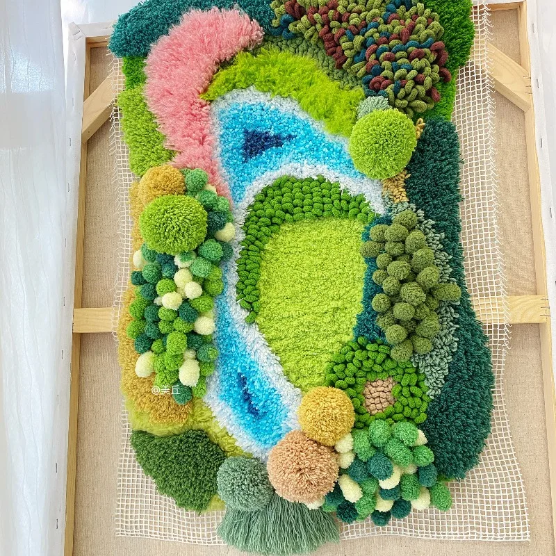 (حزمة المواد فقط) حزمة المواد المصنوعة يدويًا لسجاد الطحلب هدية مصنوعة يدويًا سجادة محلية الصنع لغرفة النوم وغرفة المعيشة بجانب السرير #3