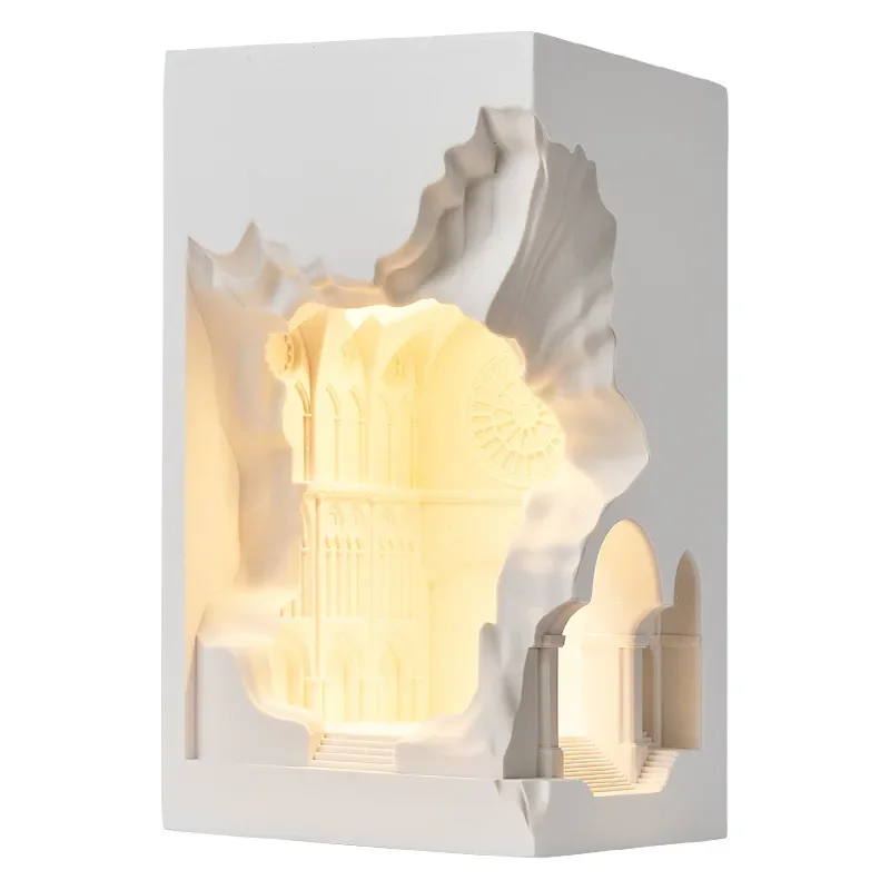 Modern Recessed Plaster Wall Lamp for Hallway Corner Decor Minimalist Indoor Lighting Fixture for Living Room Bedroom Aisle