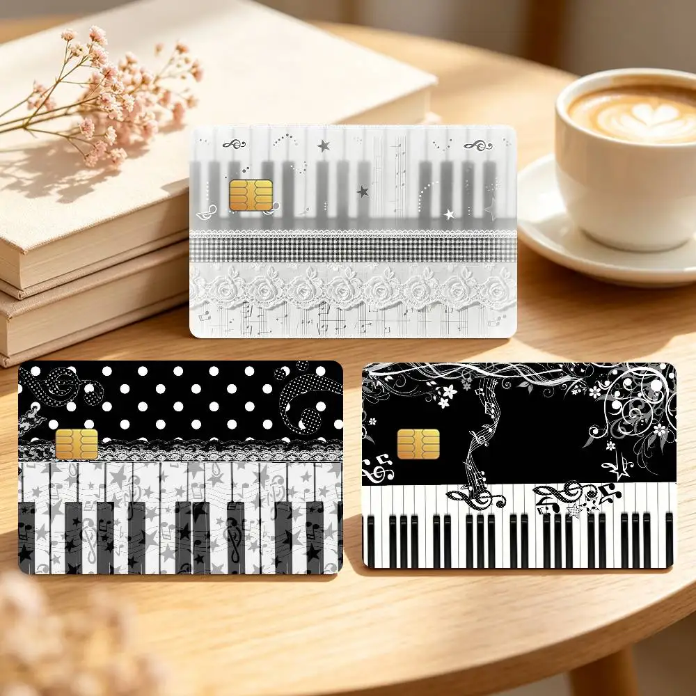 Korean-Style Piano Polka Dots Credit Card Sticker Waterproof Anti-Scratch 4PCS Bank Debit Traffic Cover Decoration