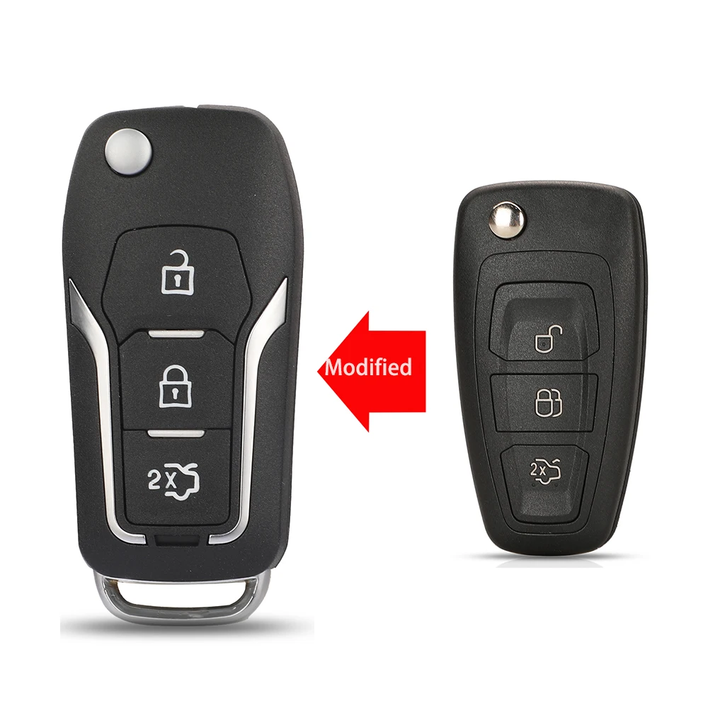 jingyuqin New Modified Flip Folding Car Key Shell For Ford Focus 3 Fiesta Connect Mondeo C Max Remote Smart Fob Case