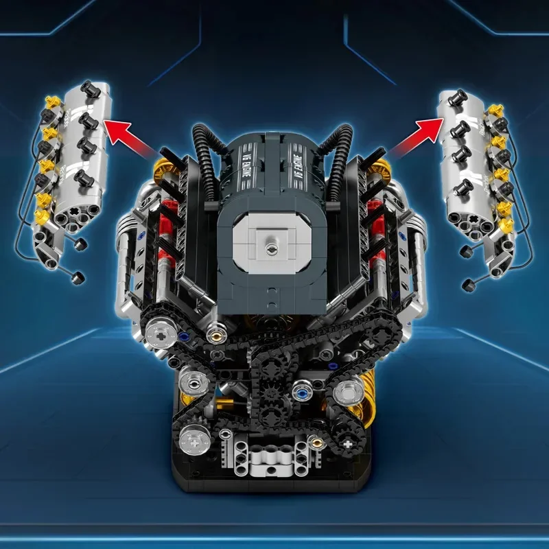 

V6 Engine Building Blocks Mechanical Motor Kit MOC 33013 Model Technical Bricks STEM Engineering Ideas Toy Gift for Adults