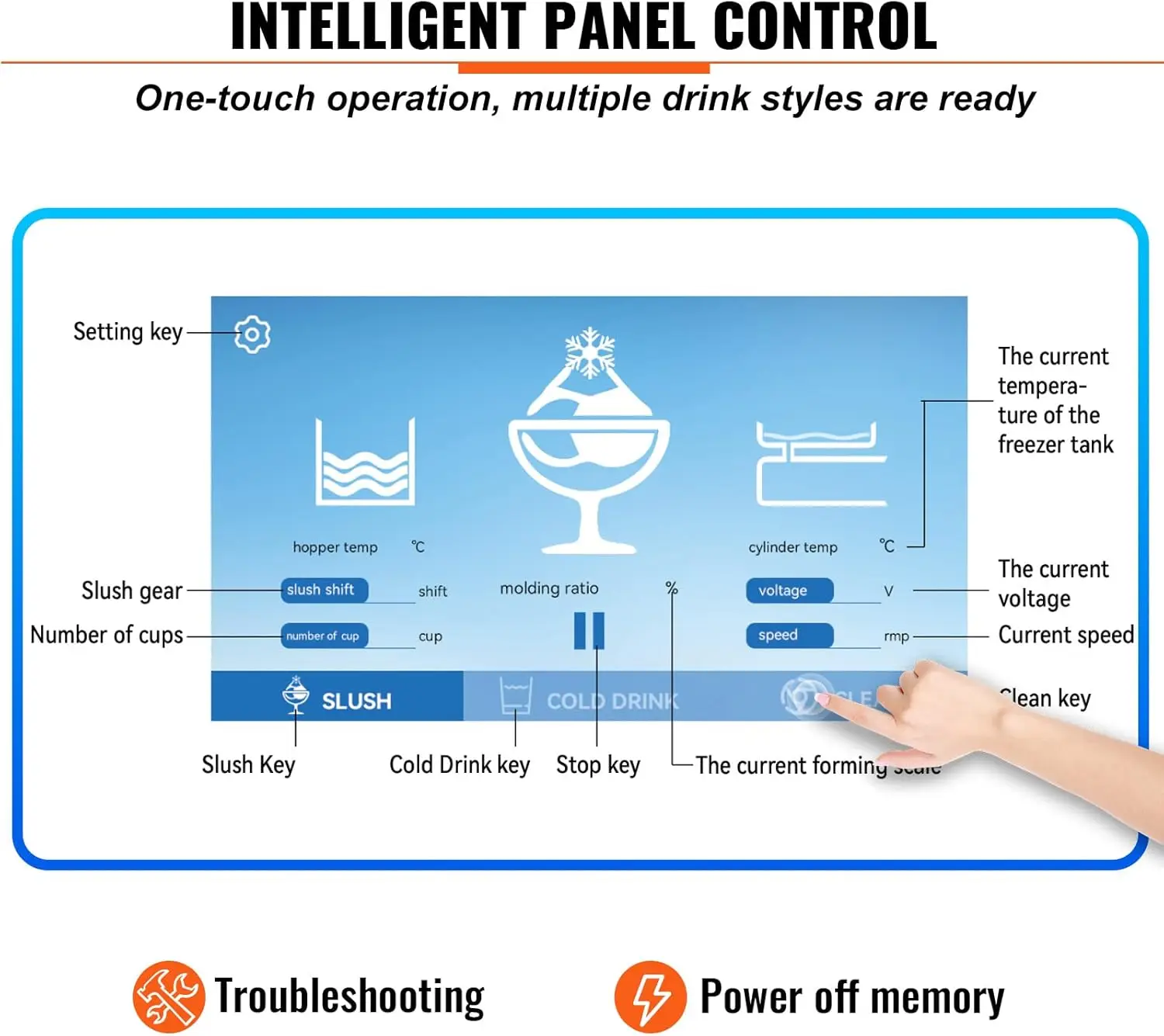 Commercial Slushy Machine, 8L / 2.1 Gal Single Bowl, Cool and Freeze Modes,1050W Stainless Steel Margarita Smoothie Frozen Drink