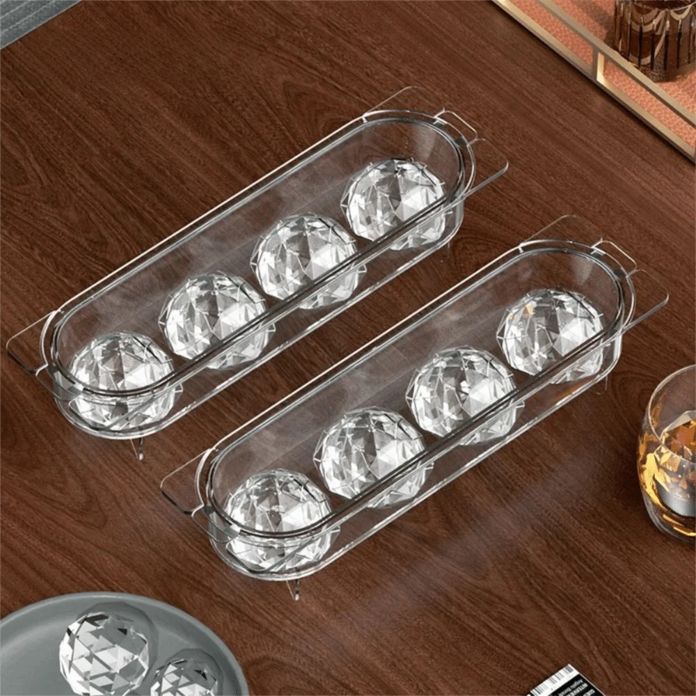 

Reusable Design Ball Shaped Ice Mold Low Temperature Resistant Quick Release Spherical Ice Maker 4 Compartment Transparent